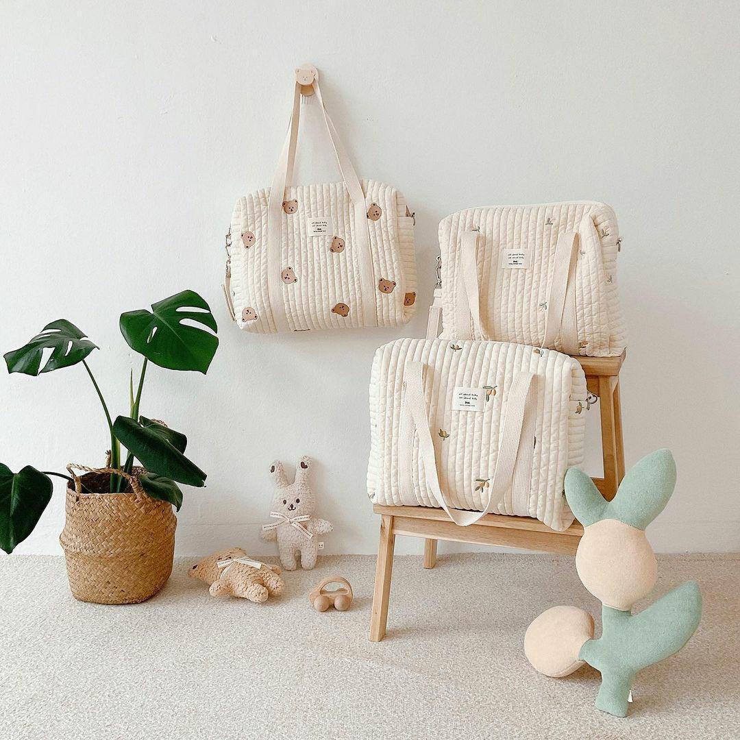Sac à langer brodé en coton – Kiddomad