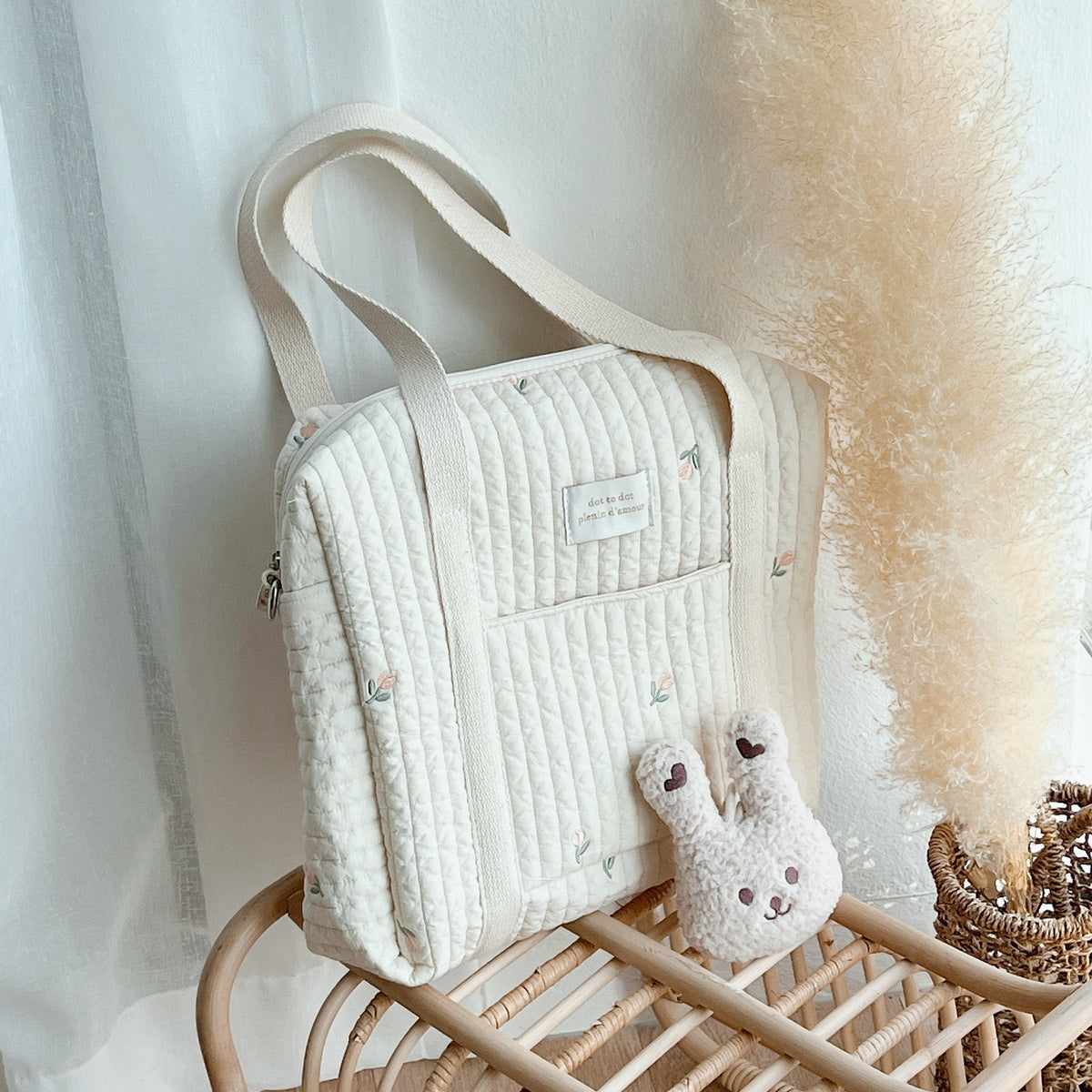 Sac à langer brodé en coton – photo 3