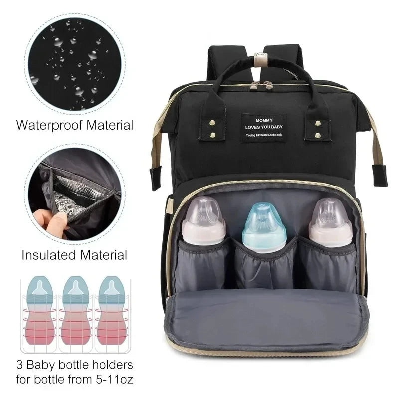 Sac à Dos à Langer 2-en-1 avec Berceau Dépliable