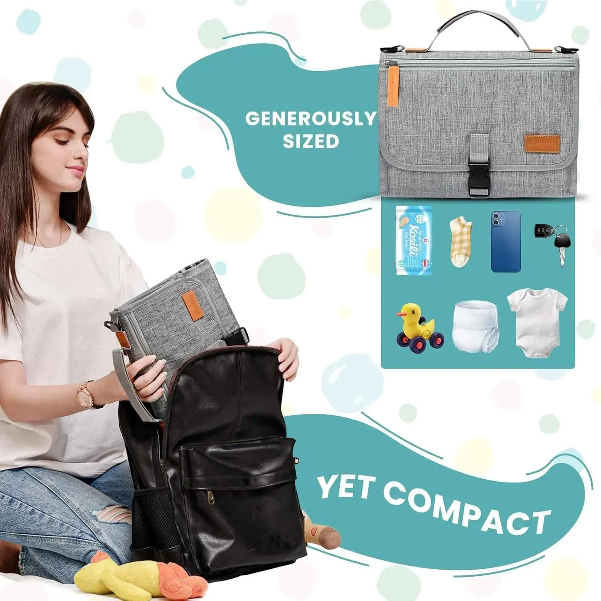 Tapis à Langer Pliable & Sac Bandoulière Nomade