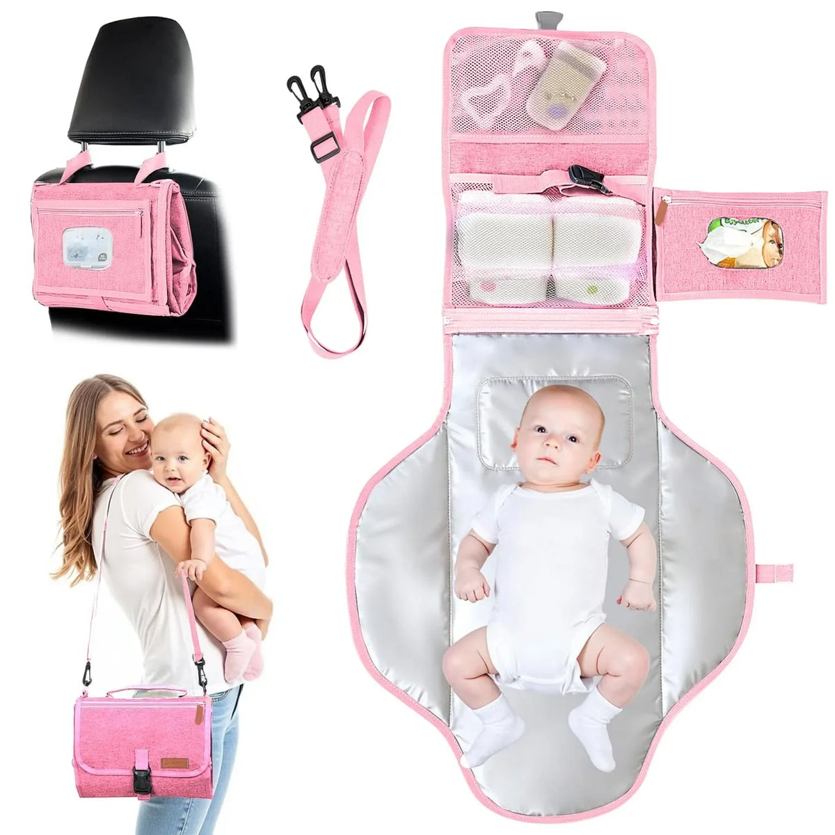 Tapis à Langer Pliable & Sac Bandoulière Nomade