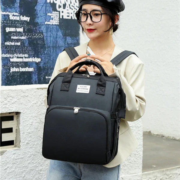 Sac à Dos à Langer 2-en-1 avec Berceau Dépliable