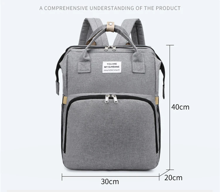 Sac à Dos à Langer 2-en-1 avec Berceau Dépliable