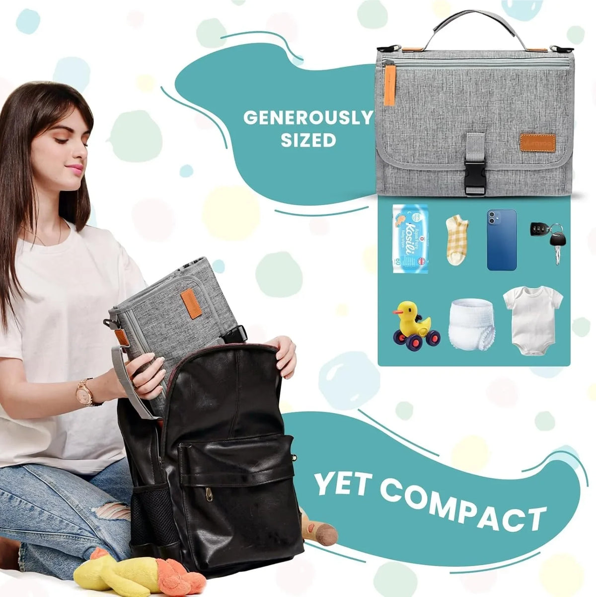Tapis à Langer Pliable & Sac Bandoulière Nomade