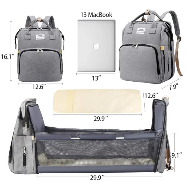 Sac à Dos à Langer 2-en-1 avec Berceau Dépliable