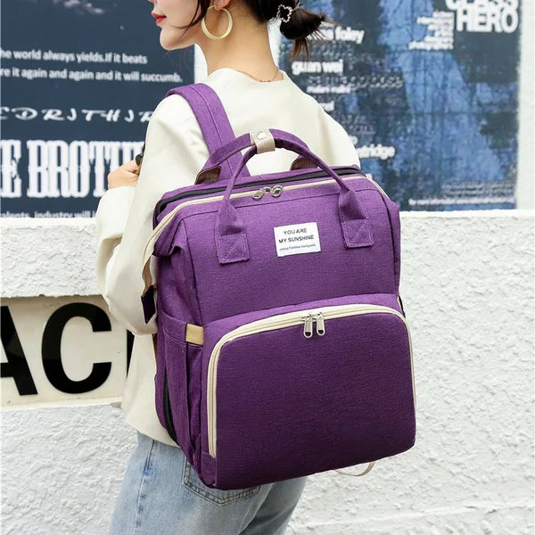 Sac à Dos à Langer 2-en-1 avec Berceau Dépliable