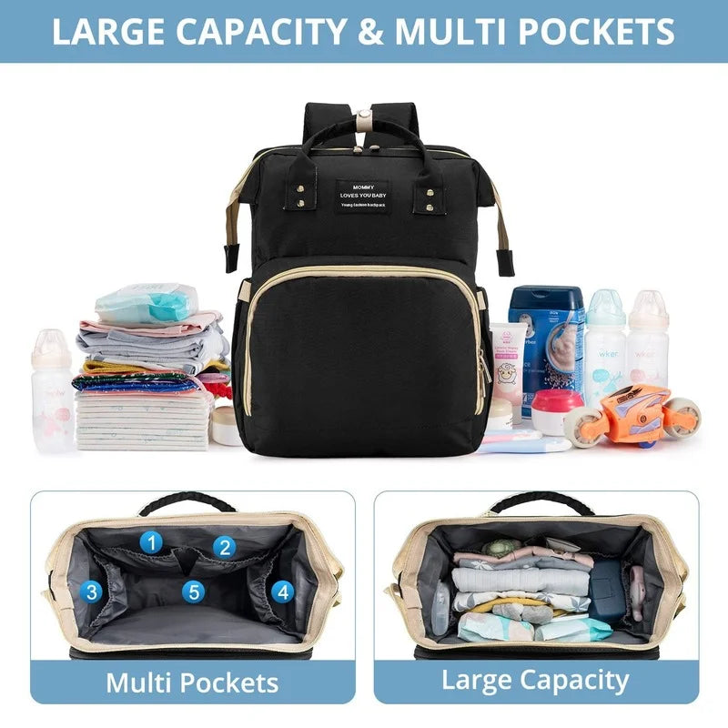 Sac à Dos à Langer 2-en-1 avec Berceau Dépliable