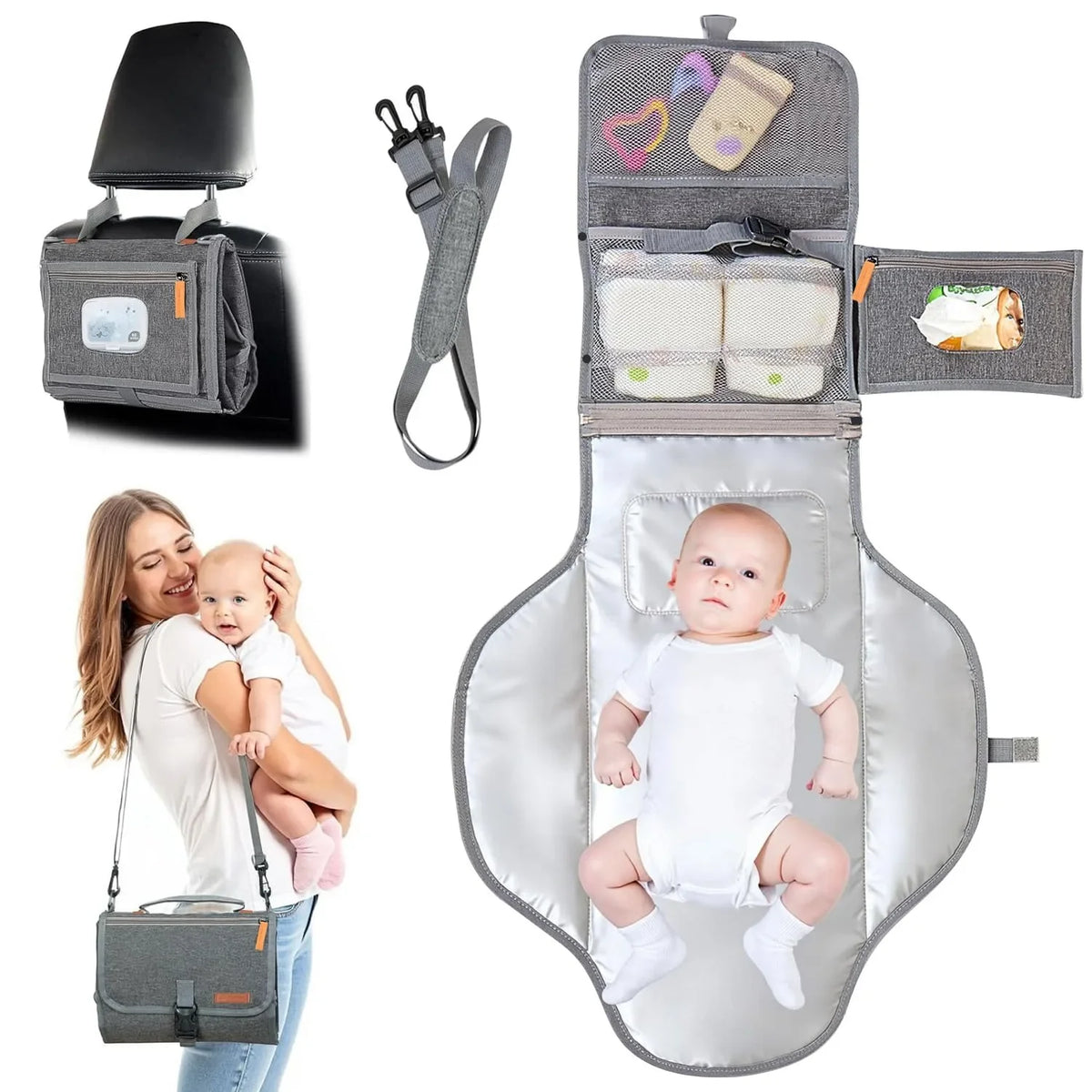 Tapis à Langer Pliable & Sac Bandoulière Nomade