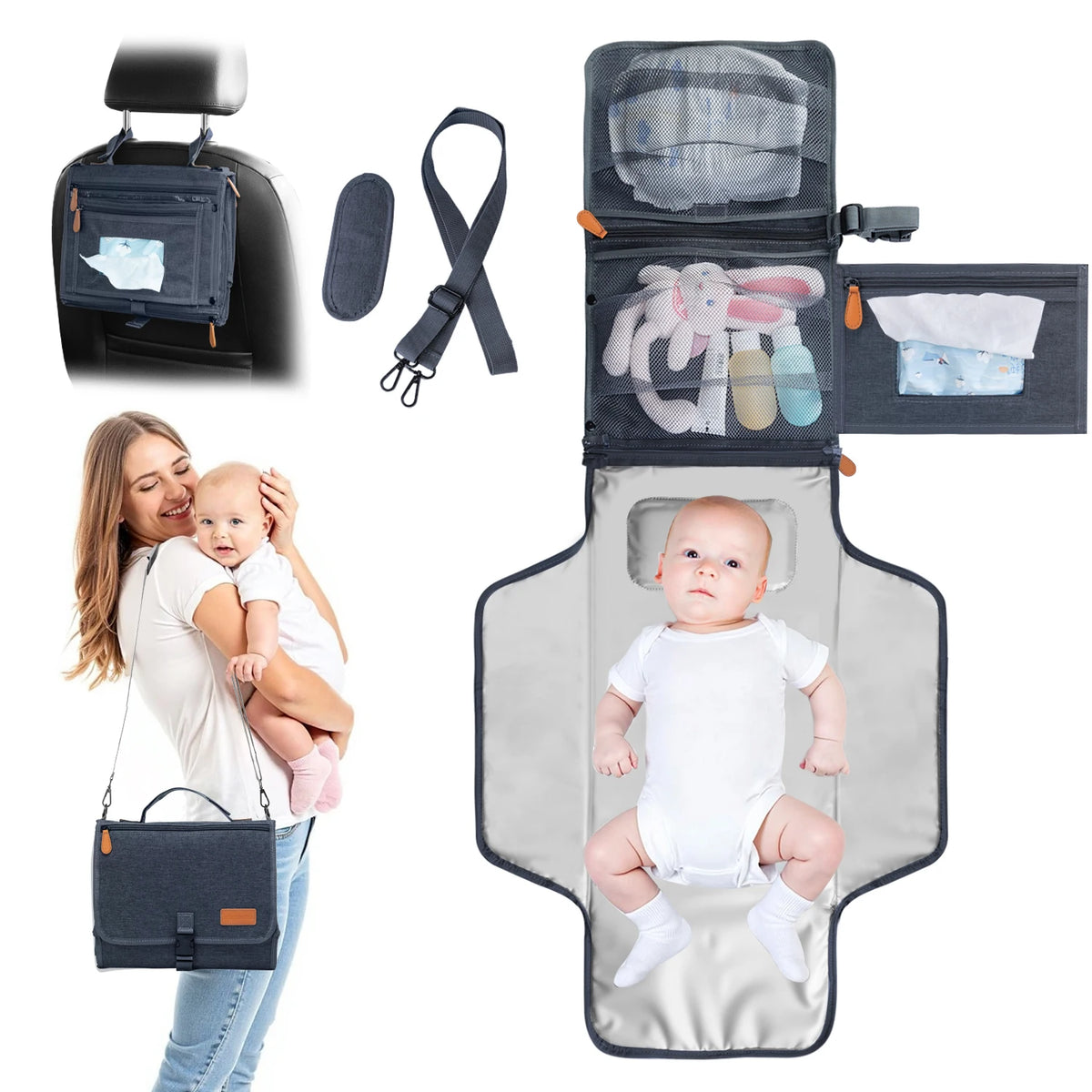 Tapis à Langer Pliable & Sac Bandoulière Nomade