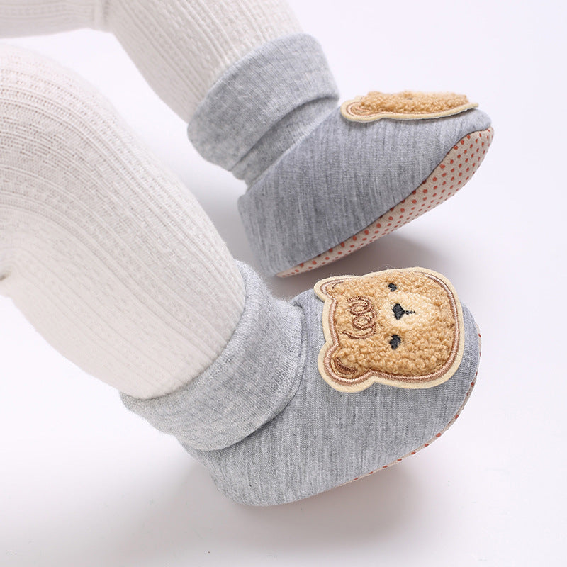 Chaussons d'hiver bébé, coloris gris